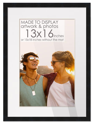 13x16 Frame Black for 13x16 Picture or 15x18 Art Poster Without White Photo Mat