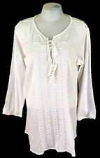 LAUREN RALPH LAUREN  Womans White TUNIC DRESS Tie Neck Swiss Crepe - M -RRP £139