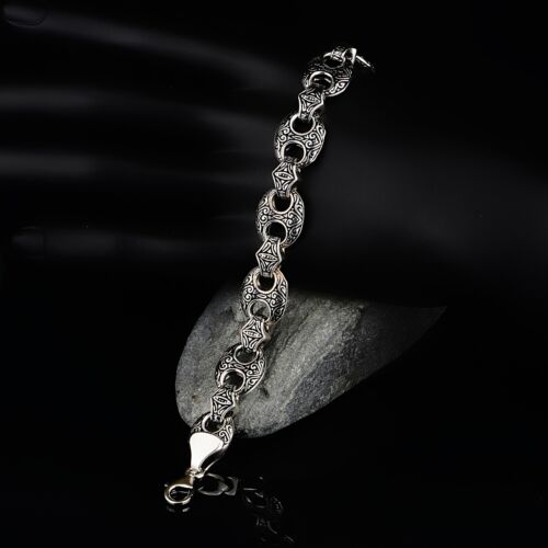 Men's Chain Bracelet , Heavy Link Bracelet  Sterling Silver Men's Thick Chain - Afbeelding 1 van 3