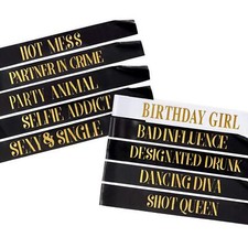 Birthday Sashes 10 Pack 9 Funny 1 Birthday Girl Sash Women Party Decoration
