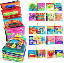 Soft Cloth Baby Book Toy 0-6 Months, Baby Learning Book(ABC-Z,1-10,Colour,Fruit,