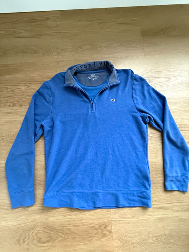 Vineyard Vines Men's 1/4 Quarter Zip Pullover Sweater Medium Blue 100% Pima Cott