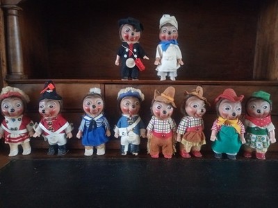 Konvolut 10 Aufzug Figuren Igel Mecki Tanzpüppchen Fipps ca.1960 Deutschland