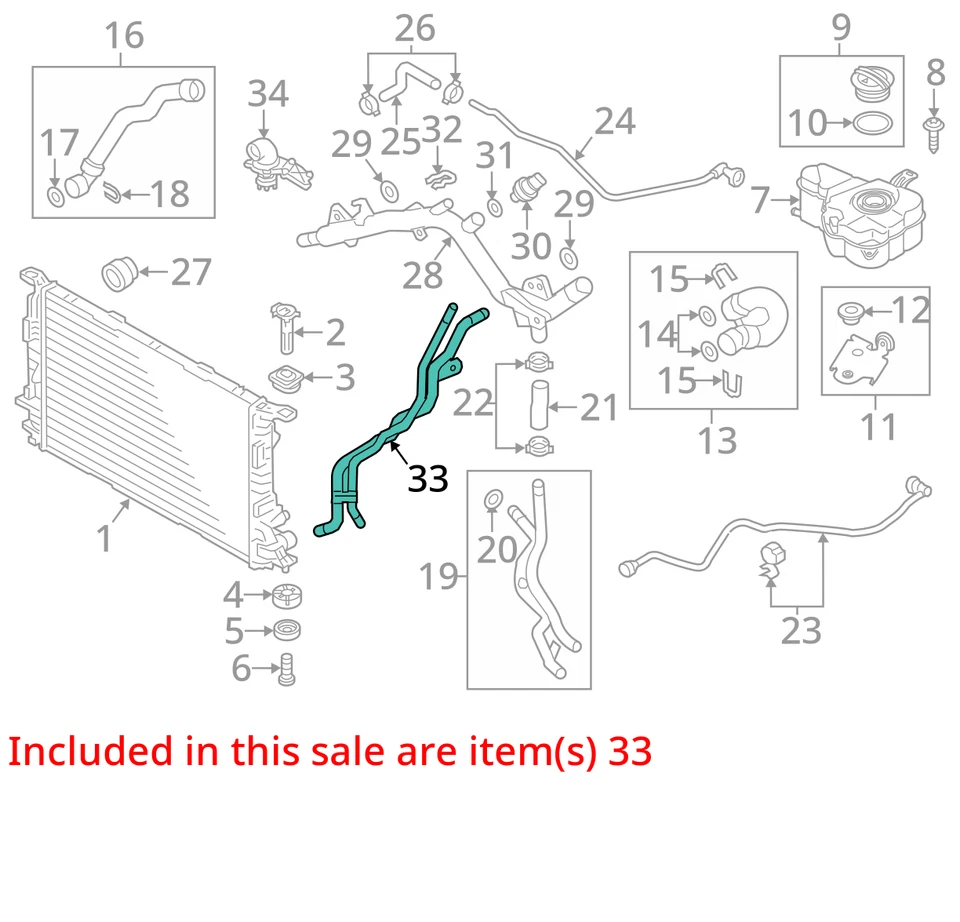 Manguera de tubo de agua refrigerante radiador Audi A8 Quattro 2013-2014 3,0 L-V6 4H0121034F Foto 3 de 4