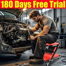 Mobile Folding Rolling Padded 2in1 Mechanics Car Creeper Trolley Seat Stool Work