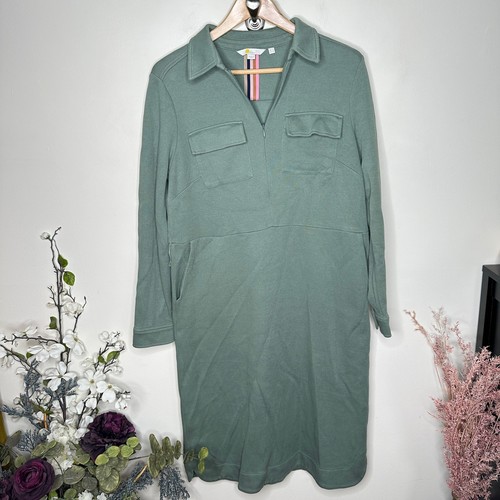 BODEN Ponte Midi Shirt Dress Alder Green Utility Sz 12 {KK2} - Picture 2 of 5