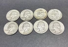 Washington Silver Quarters 90% Silver Lot Of 8 CONSTITUTIONAL SILVER COINS
