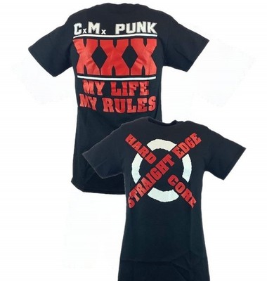 CM Punk Straight Edge Hardcore My Life Rules Mens T-shirt | eBay