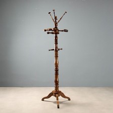 Appendiabiti Antico Noce Fusto Tornito Cappelliera Italia XIX Secolo Originale