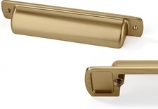 10 Pack 4" Brushed Brass Cabinet Cup Pulls Gold Drawer Handles Kitchen