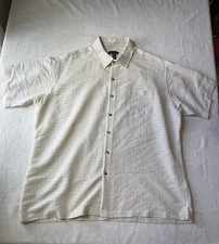 Van Heusen Men s Ivory Short Sleeve Button Formal Men s Shirt Size XL 17-17.5