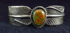 Vintage Navajo Feather Bracelet Sterling Silver and Turquoise