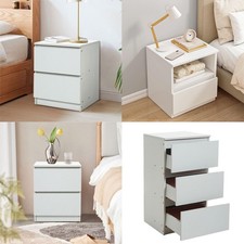 1/2/3 Drawers Beside Tables White Cabinet MDF Bedroom Sofa Nightstand Side Table