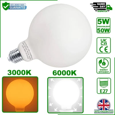 5W G80 E27 LED Globe Bulbs 3000 & 6000K Energy Saving Frosted Glass - Image 1 of 4