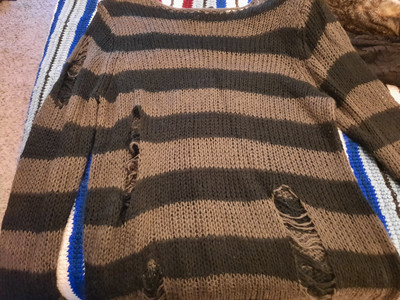 Killstar Gray Black Striped Oversized Knit Sweater
