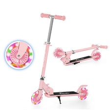 Pink 2 Wheel Kids Scooter Adjustable Height Foldable Kickstand Ages 6 Plus