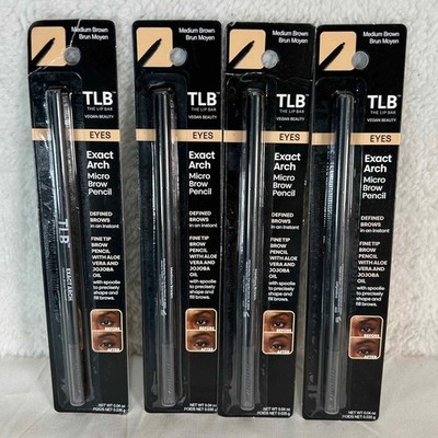 4 Pack TLB The Lip Bar Exact Arch Micro Brow Pencil Medium Brown Vegan Beauty