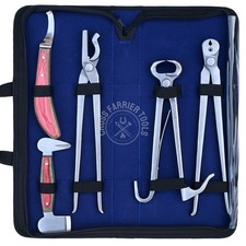 PRO Horse Farrier Tool Kit with Hoof Knives, Nipper, Clincher  Buffer   Case