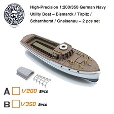 Barca utilitaria marina tedesca alta precisione 1:200/350 - Bismarck / Tirpitz set 2 pezzi