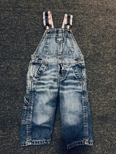 OshKosh Denim Overalls Baby 9M 9 Months Vestbak Snap Open Legs B'gosh Blue Jeans