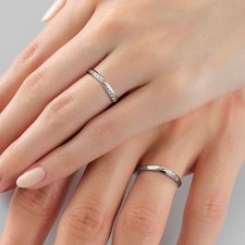 Fede nuziale coppia diamanti vero tondo 0,10 carati oro bianco 18 kt misura...