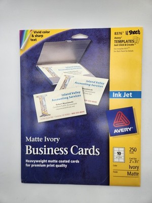 Avery 8376 Matte Ivory Matte Business Cards 2'' x 3-1/2''/110 cards