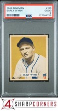 1949 BOWMAN #110 EARLY WYNN RC INDIANS HOF PSA 2