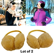 Lot of 2 Women Men Fluffy Ear Muffs Winter Earmuffs Soft Warmer Cover Ear Muffs