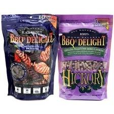 BBQr's Delight 2 Pack Black Walnut & Hickory Pure Wood Grilling Pellets 1lb Bags