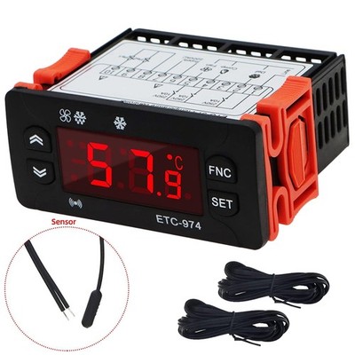ETC-974 Digitaler Temperaturregler 230V Thermostat Kühlung Abtauung Regler 2m