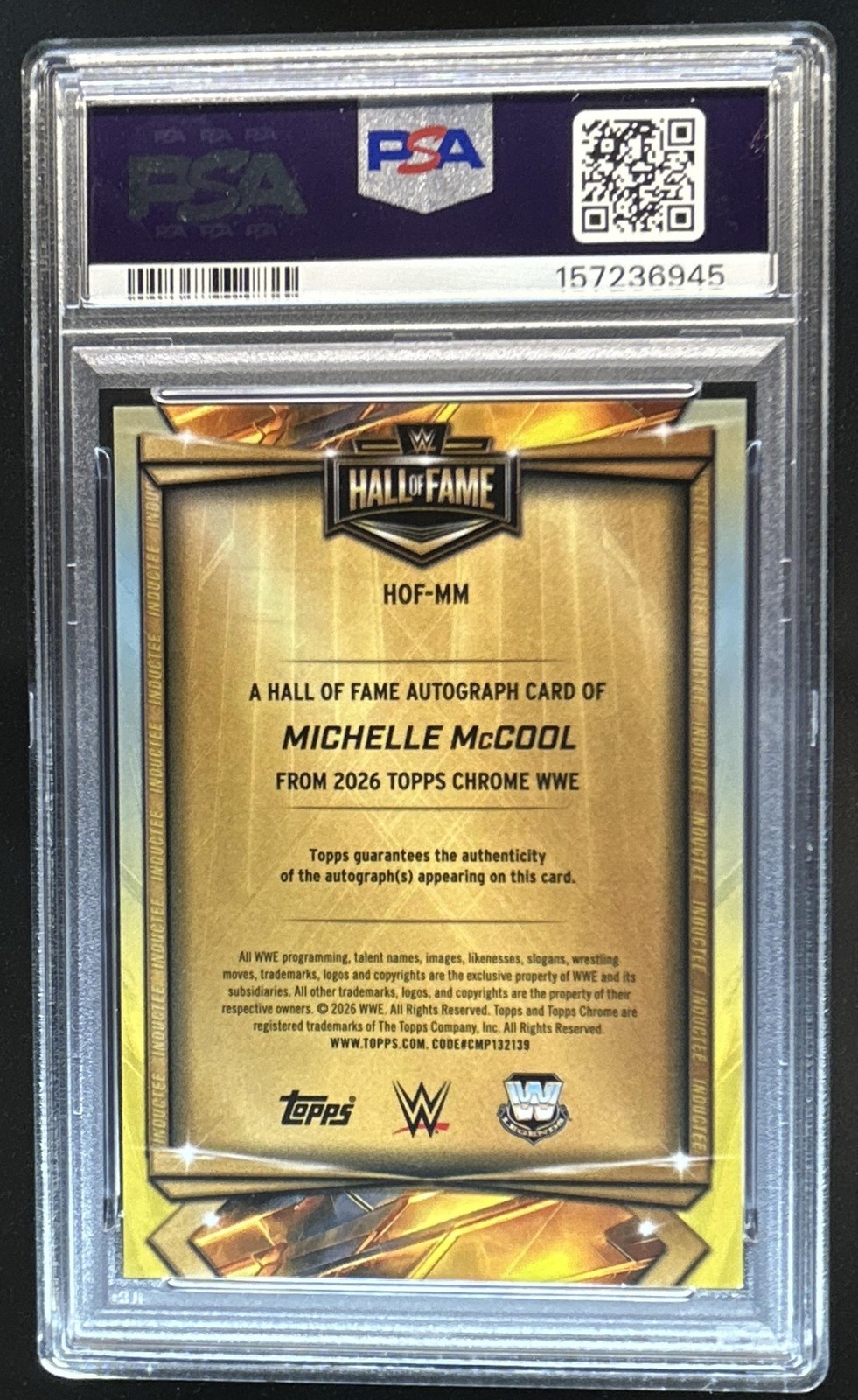 2026 Topps Chrome Michelle McCool Hall of Fame Auto Orange Geometric #/25 PSA 7 view 2