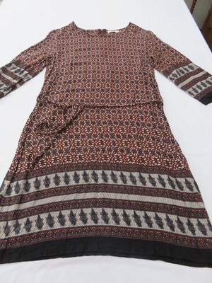 MOLLY BRACKEN WUNDERSCHÖNES ERDIGES BALINESISCHES BALI-DRUCK JERSEY TUNIKA KLEID UK 6   8 P