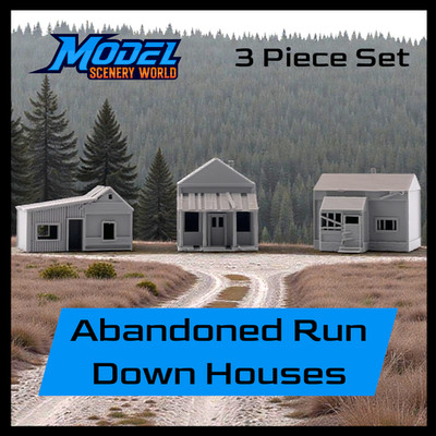 Z Scale 1:220 Abandoned Run-Down Houses 3pc Set | Model Scenery World