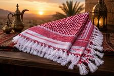 Traditional Jordanian Shemagh Mhadab Authentic Red