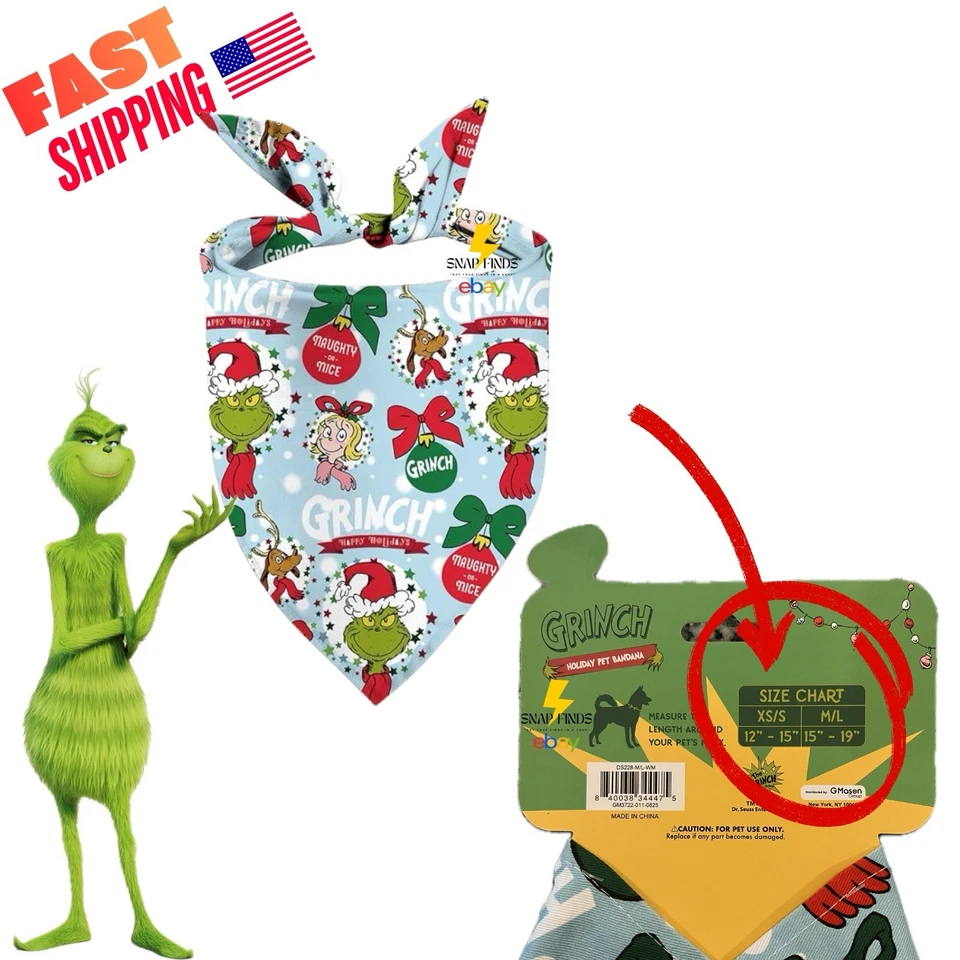 Grinch Dog Hat and Scarf Set Christmas Pet Costume Winter Outfit M/L - Image 2 of 4