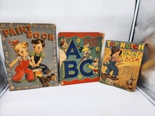 Three Paint Book 1940's Mainly Unused Lot Of 3 Children's 5 10 Cent Summertime