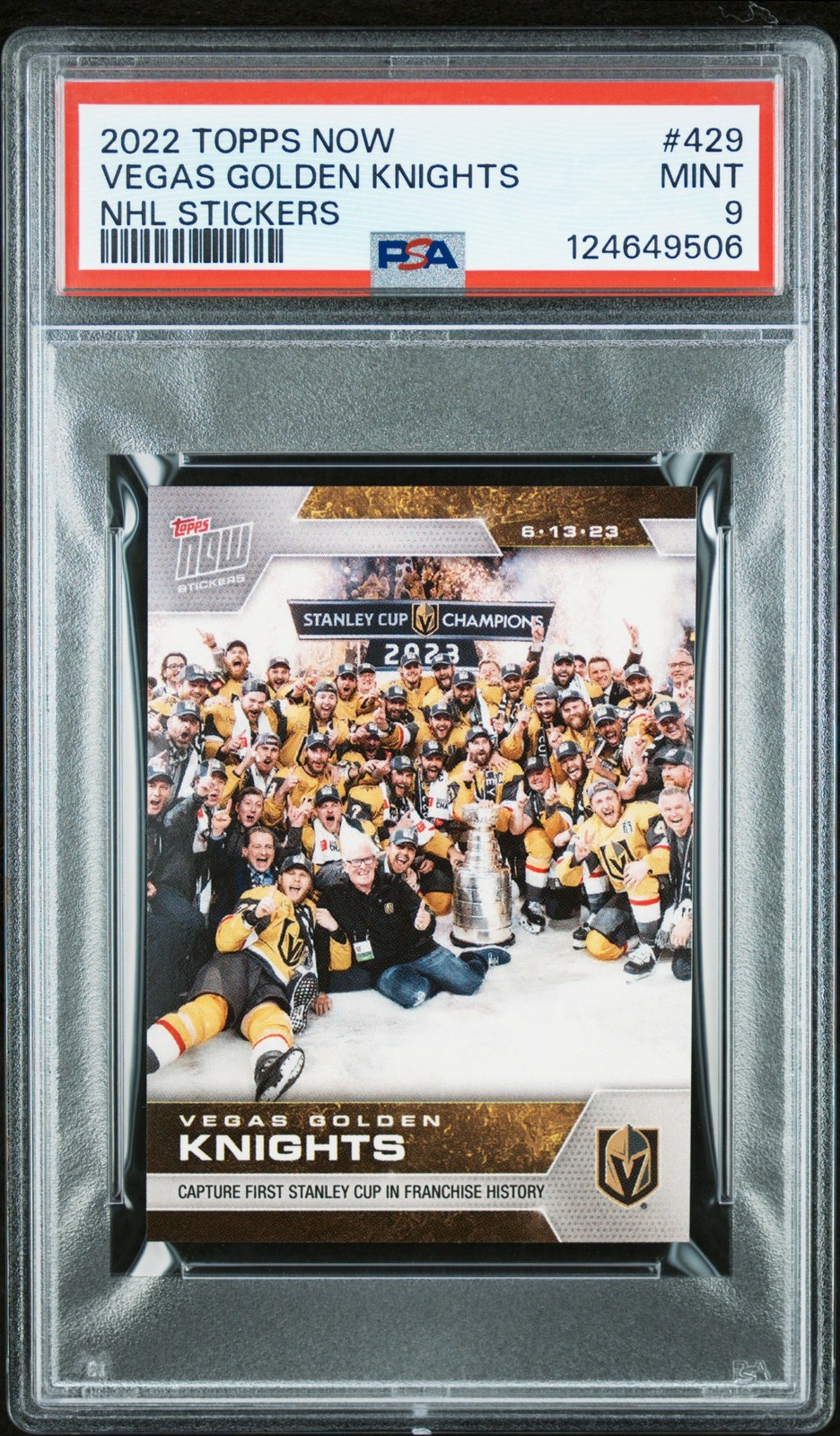 2022 TOPPS NOW NHL STICKERS #429 VEGAS GOLDEN KNIGHTS PSA 9