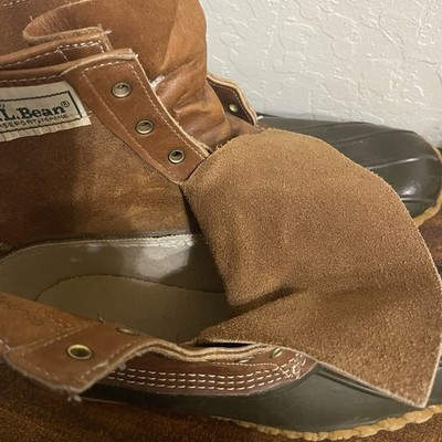 LL Bean Brown Leather Rubber Duck Boots Mens 10 Winter Mid Tall No Laces USA LL Bean Brown Leather Rubber Duck Boots Mens 10 Winter Mid  main image 2