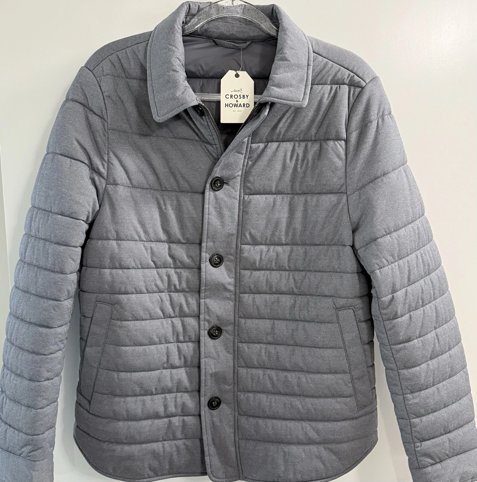 NEW Crosby & Howard Men’s Grey Heather Quilted Puffer Jacket Sz. M Retail $295