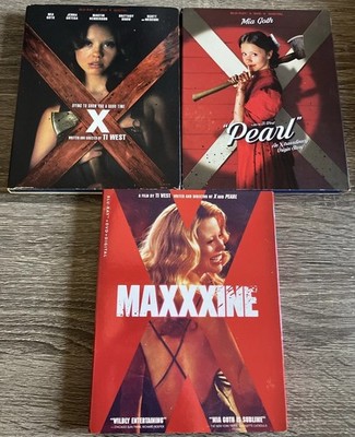 X Trilogy Blu Ray Lot (X, Pearl, Maxxxine) with Slipcovers - No Digital Codes