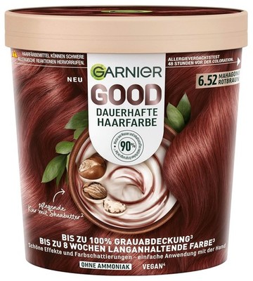 Garnier Haarfarbe Mahagoni Rotbraun 6.52 Coloration ohne Ammoniak, 100% Grau