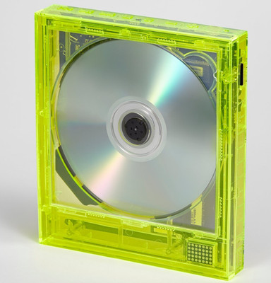 KM5 Instant Disk Audio CP1 Portable CD Player Bluetooth Neon Yellow Wall Mount