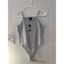 Pretty Little Thing Basic Gray Bodysuit, SZ 10, NWT