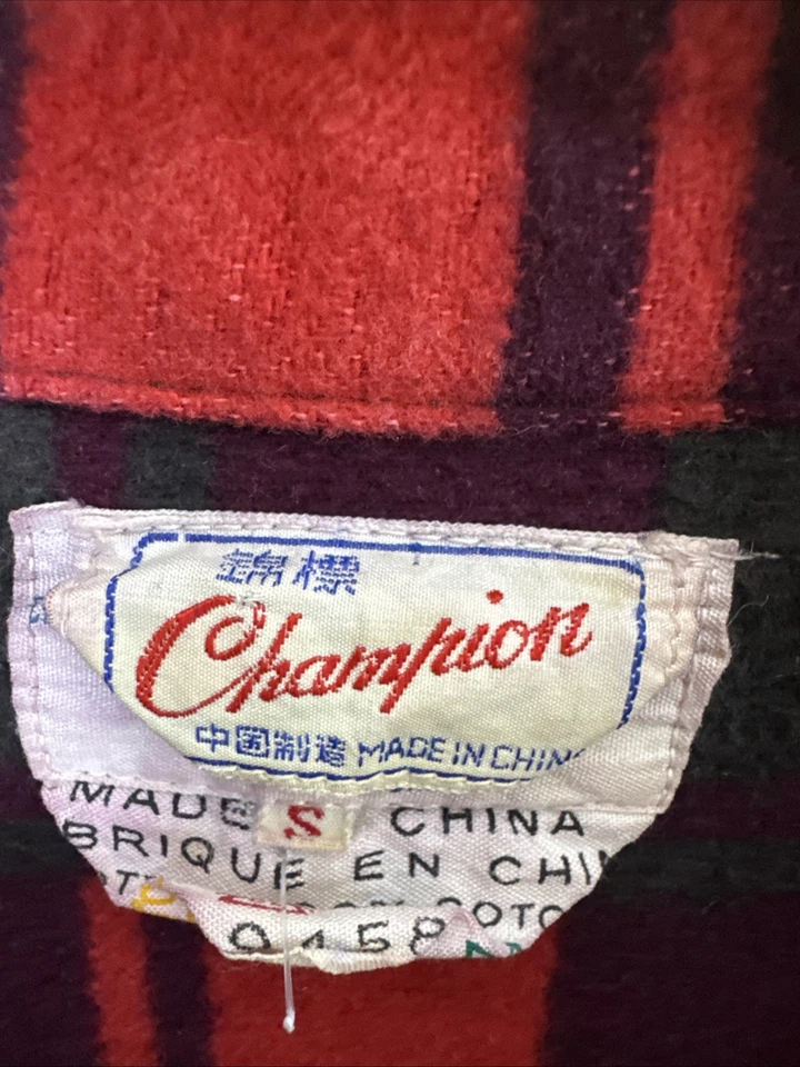20 世纪 60 年代 Champion Tientsin 红色格子法兰绒衬衫男式小号复古工作服 — 第 2/4 张图片