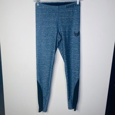 Nike Pro Leggings Pants Tight Fit Full Length Blue Heather Women's M