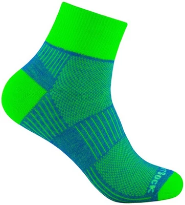 WRIGHTSOCK Profi Sportsocke Coolmesh II -anti-blasen -mittellang - blau-neongrün