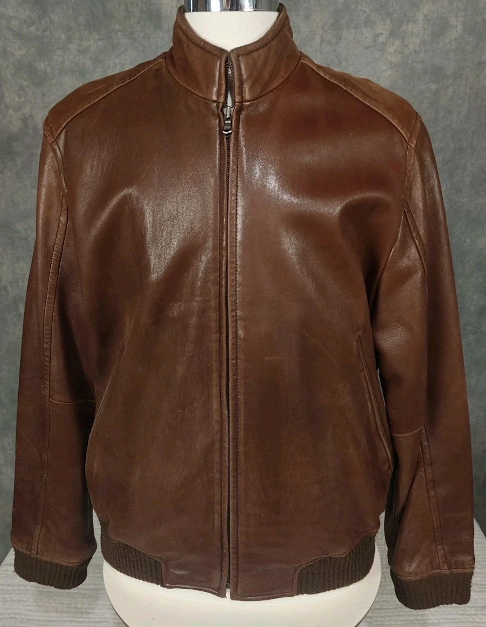 Vintage WILSONS LEATHER Pelle Studio Soft Distressed Brown Leather Jacket Large