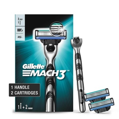 Gillette Mach 3 Shaving Razor for Men (Handle + 2 Cartridges)