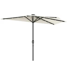 Outsunny Half Patio Umbrella, UPF 30+ Balcony Umbrella, Cream White