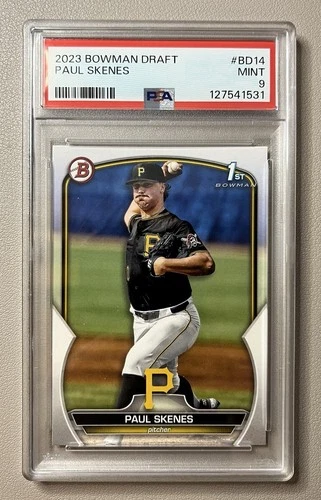2023 BOWMAN DRAFT PAPER PAUL SKENES BD-14 PIRATES RC PSA 9 MINT 1ST BOWMAN CARD